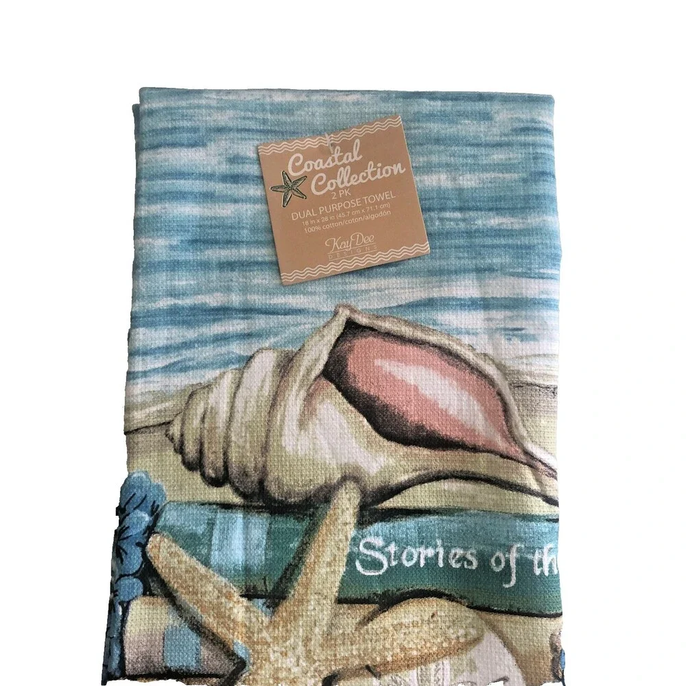 Kay Dee Coastal Kitchen Dish Towels Absorbent 100% Cotton 18x28